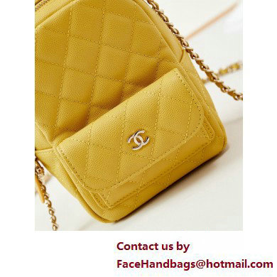 Chanel Grained Calfskin  &  Gold-Tone Metal Mini Backpack Bag AP3753 Yellow 2025